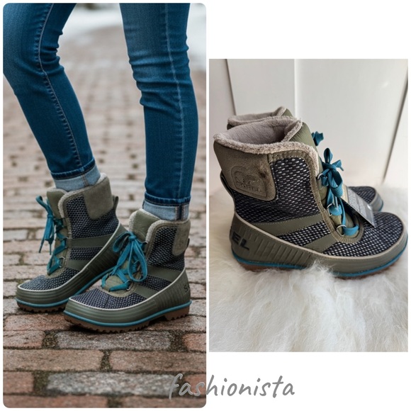 Sorel Shoes - NEW Sorel Tivoli II Green Teal Waterproof Winter Lace Up Boots Women Size 7.5